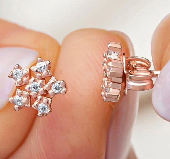 Heliophilia Silver Pendientes de Plata de Ley 925 con Oro Rosa y Circón